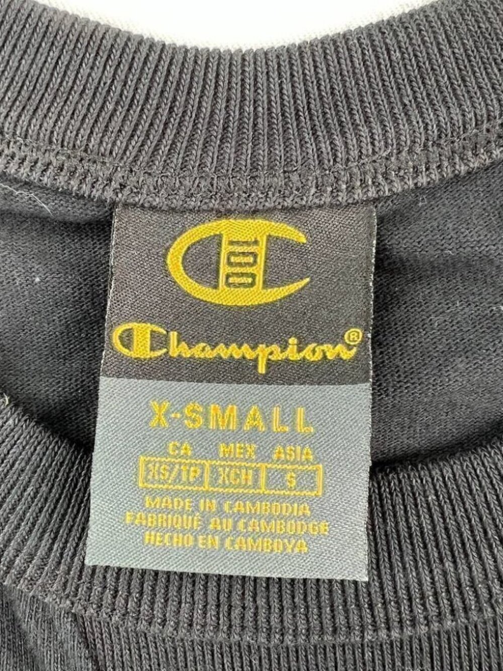 Champion Men Black Century Collection Short Sleeve Decorations Tee Logo US XS - Picture 8 of 10